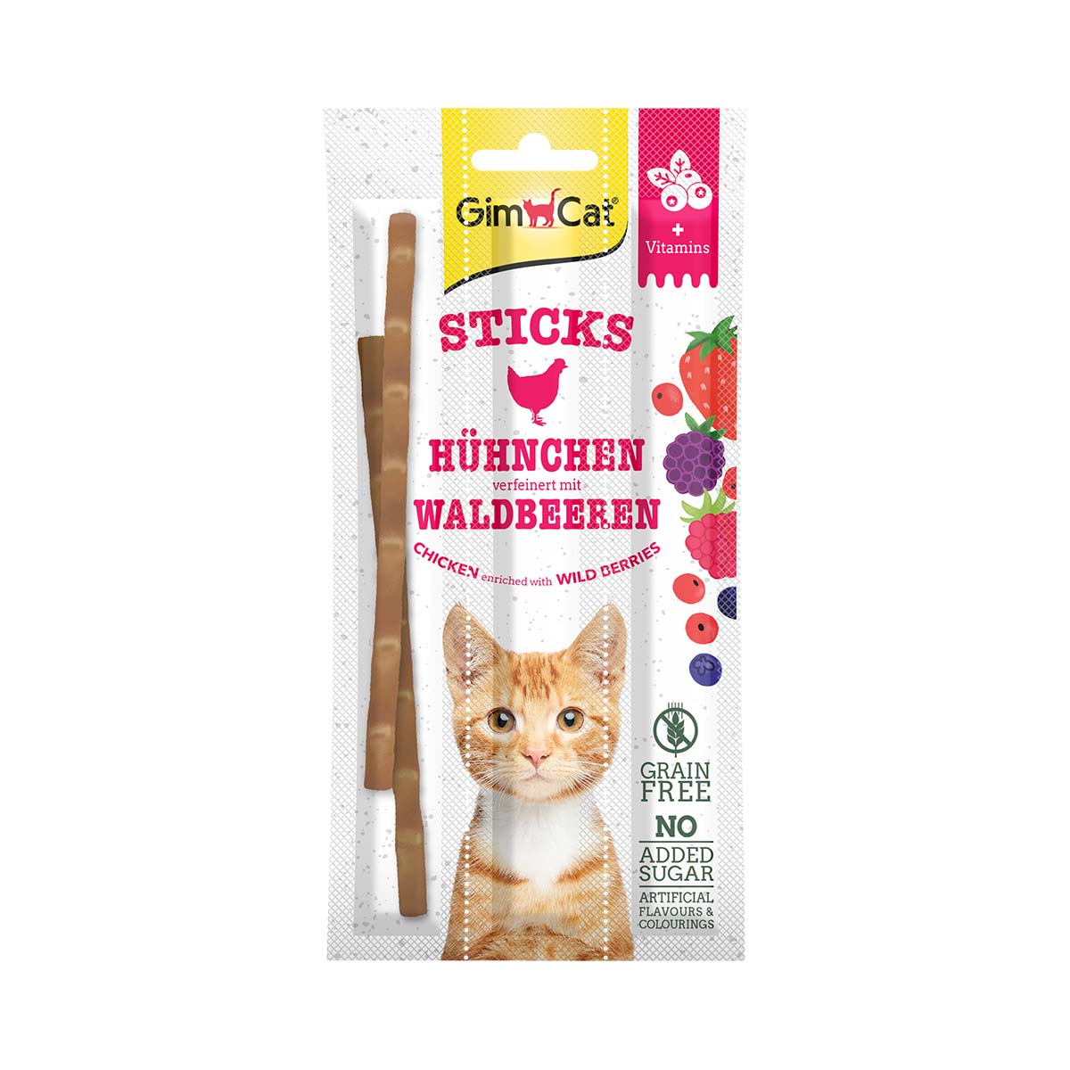 GimCat Superfood DuoSticks s kuřecím masem a lesními plody