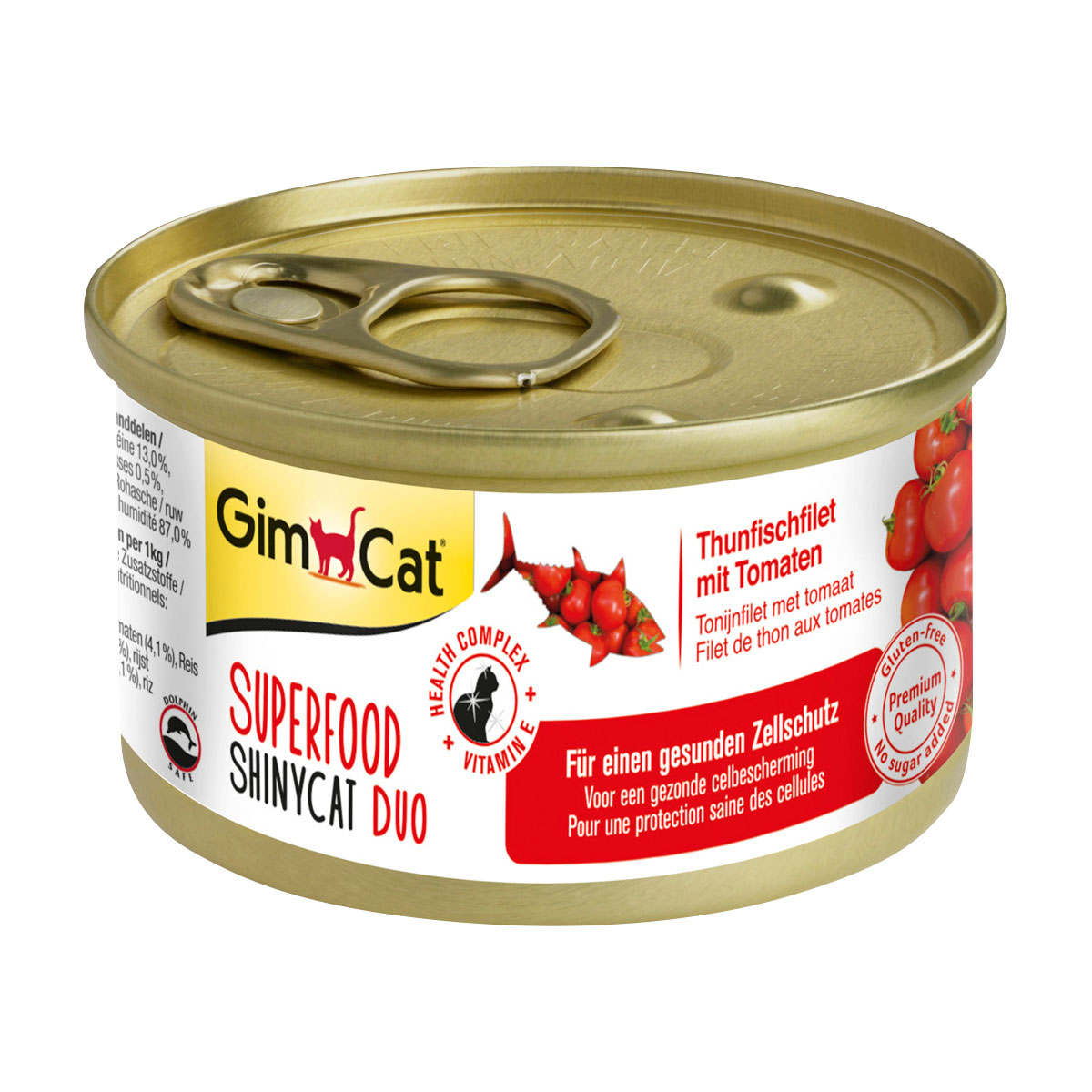 GimCat Superfood ShinyCat Duo tuňákový filet s rajčaty