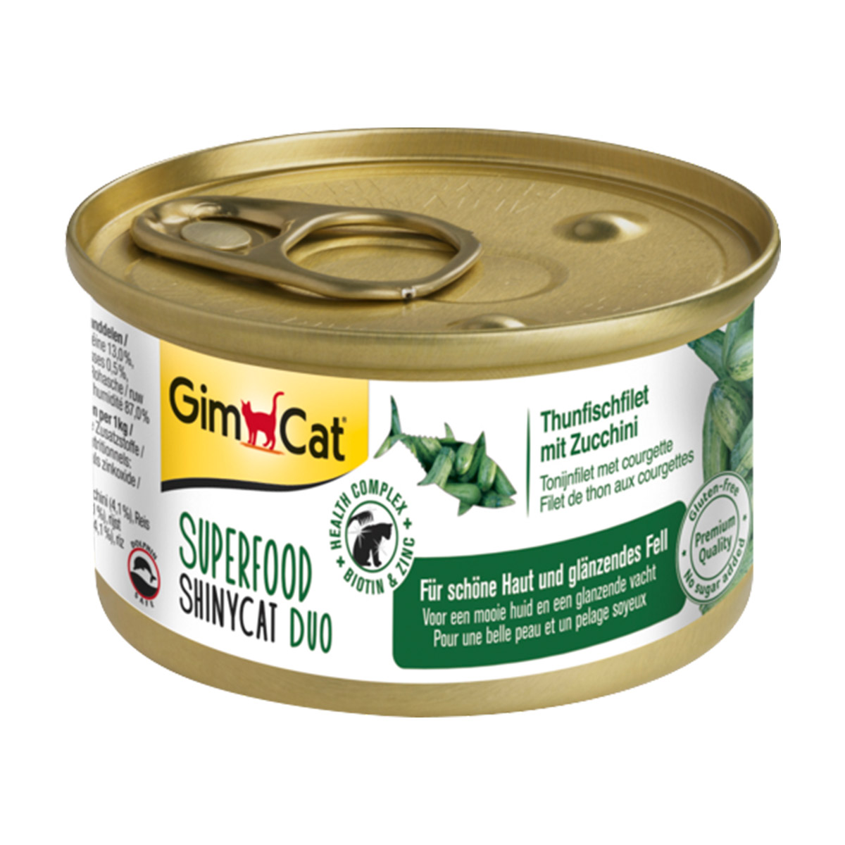 GimCat Superfood ShinyCat Duo tuňákový filet s cuketou