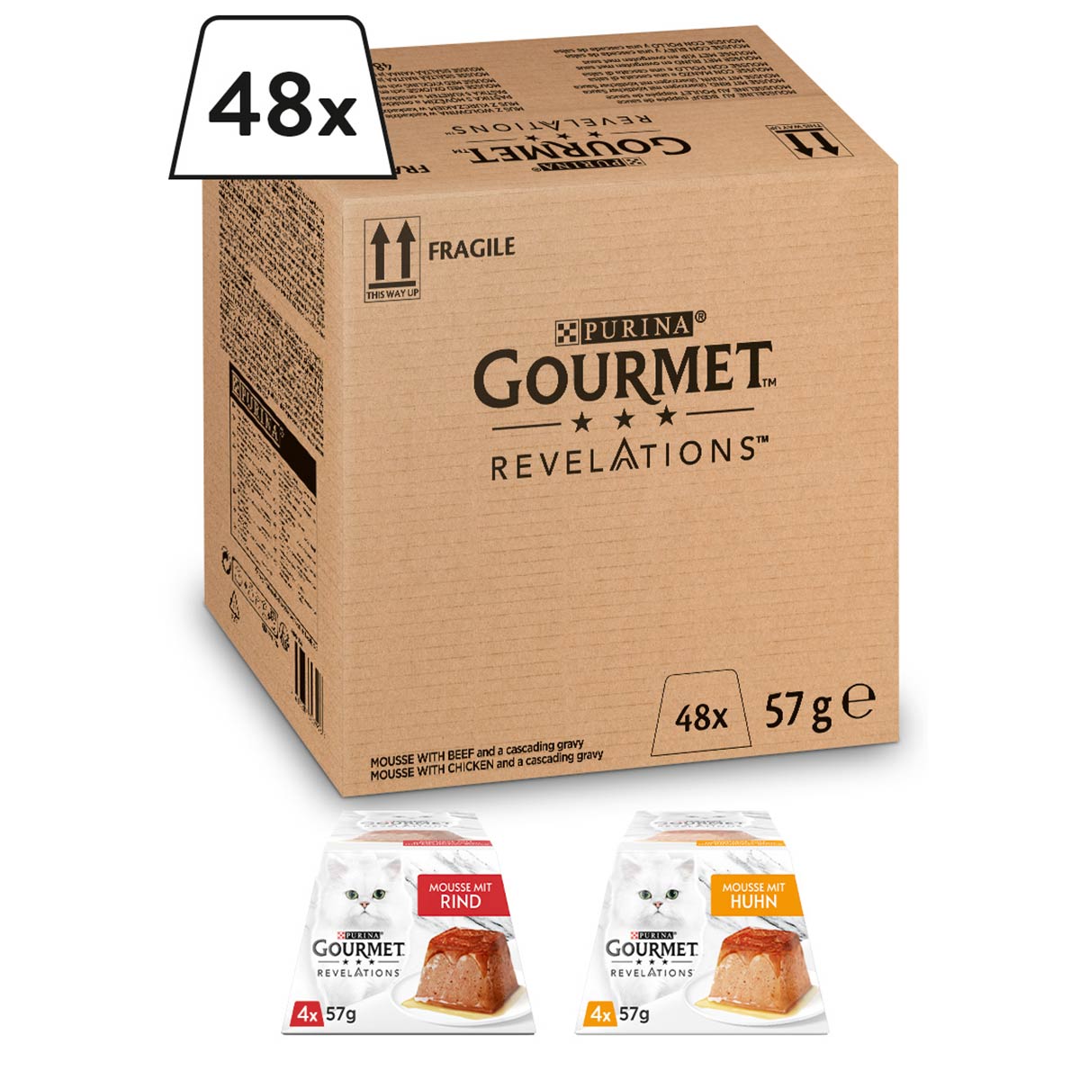 GOURMET Revelations Mousse hovězí a kuře, 48 × 57 g