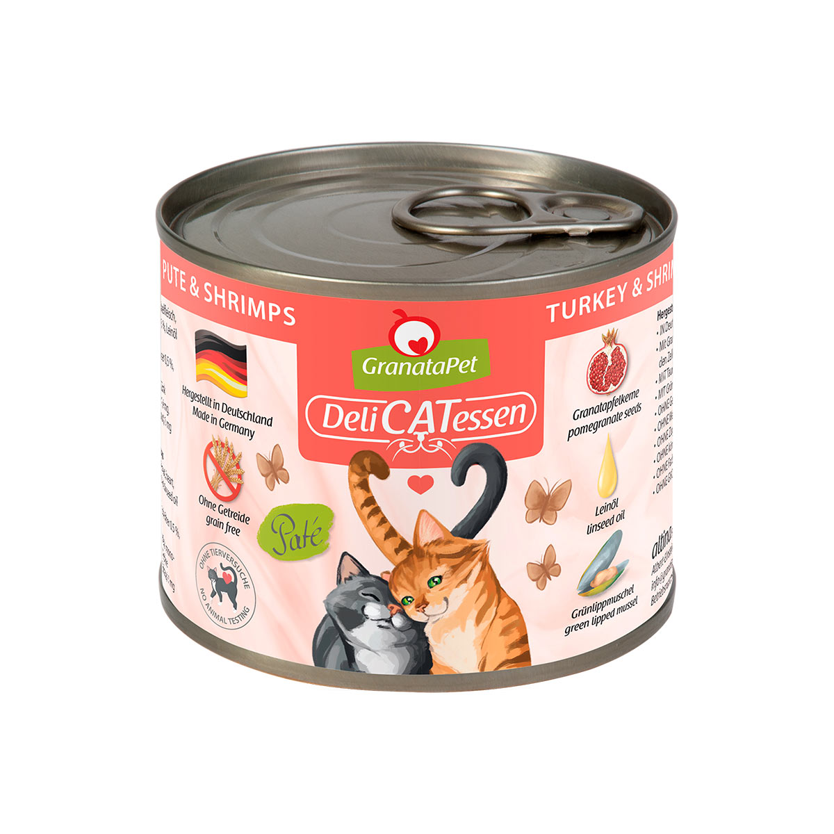 GranataPet pro kočky – Delicatessen konzerva, krůta a krevetami
