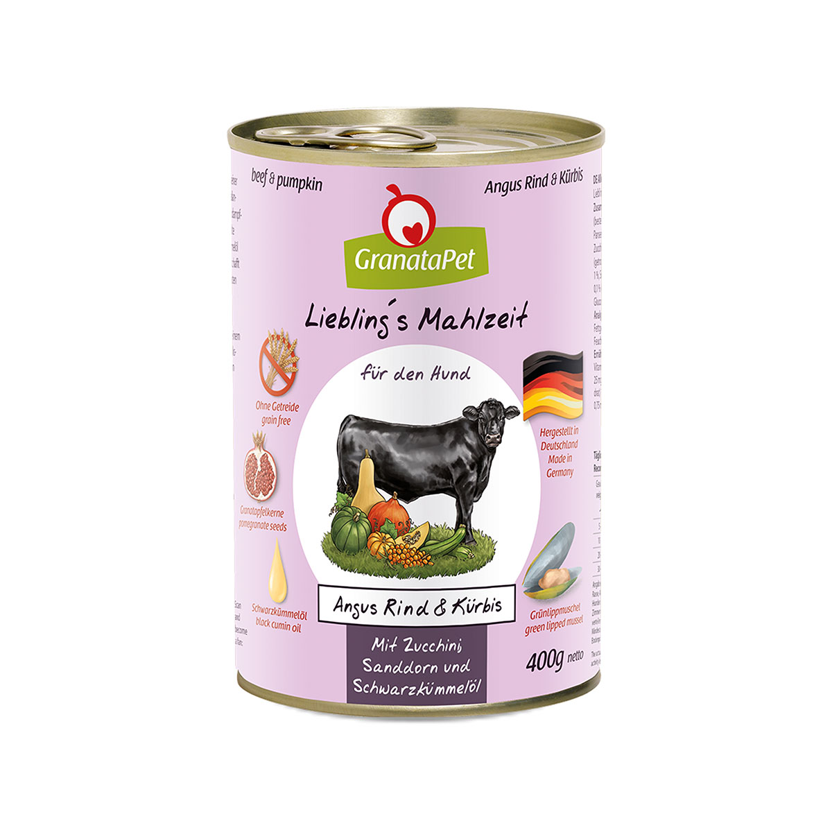 GranataPet Liebling's Mahlzeit hovězí Angus a dýně, cuketa, rakytník, olej z černého kmínu