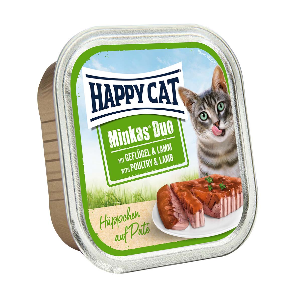 Happy Cat Paté s kousky drůbeže a jehněčího, 12 x 100 g