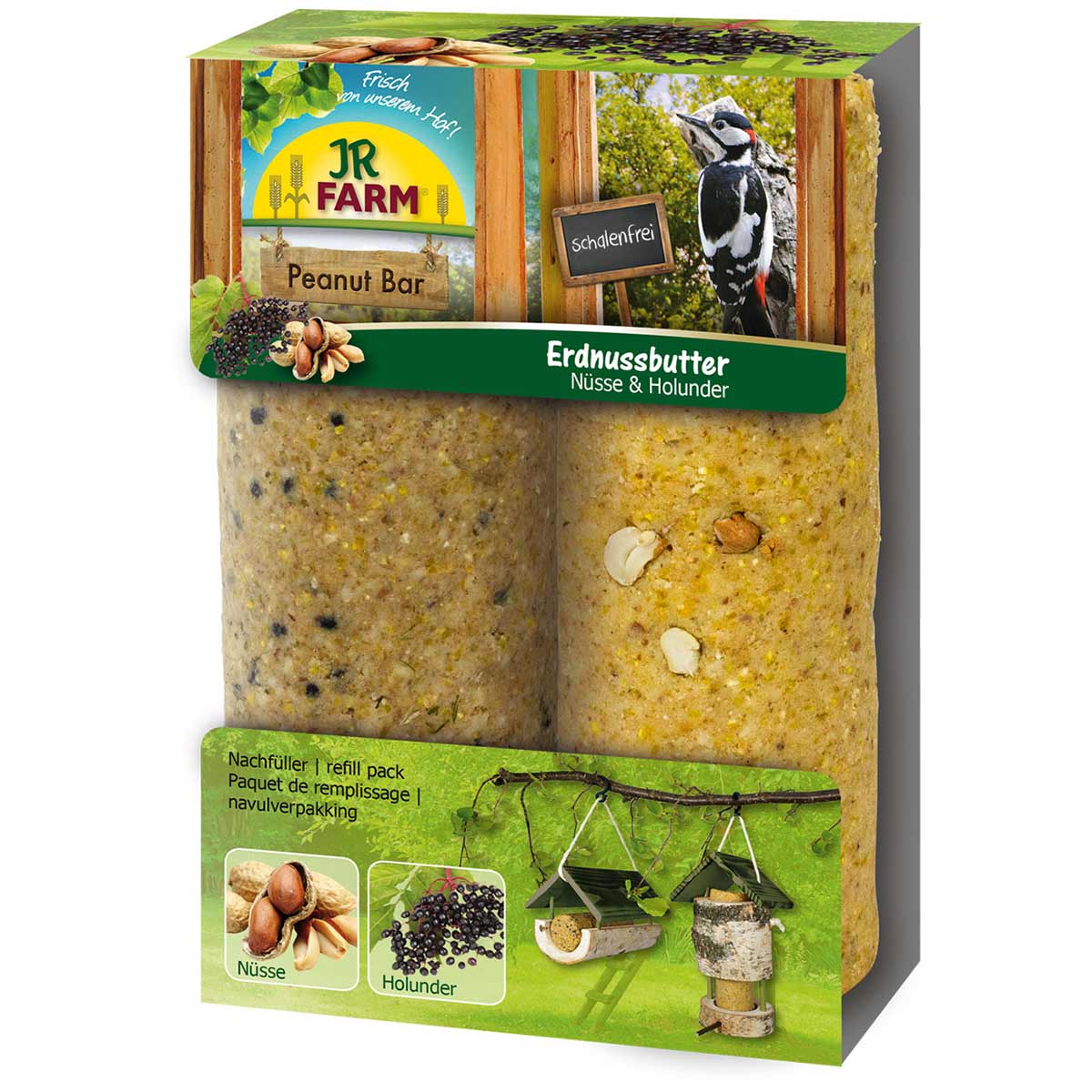 JR Farm Peanut Bar balení 2 ks ořechy a bezinka 700 g