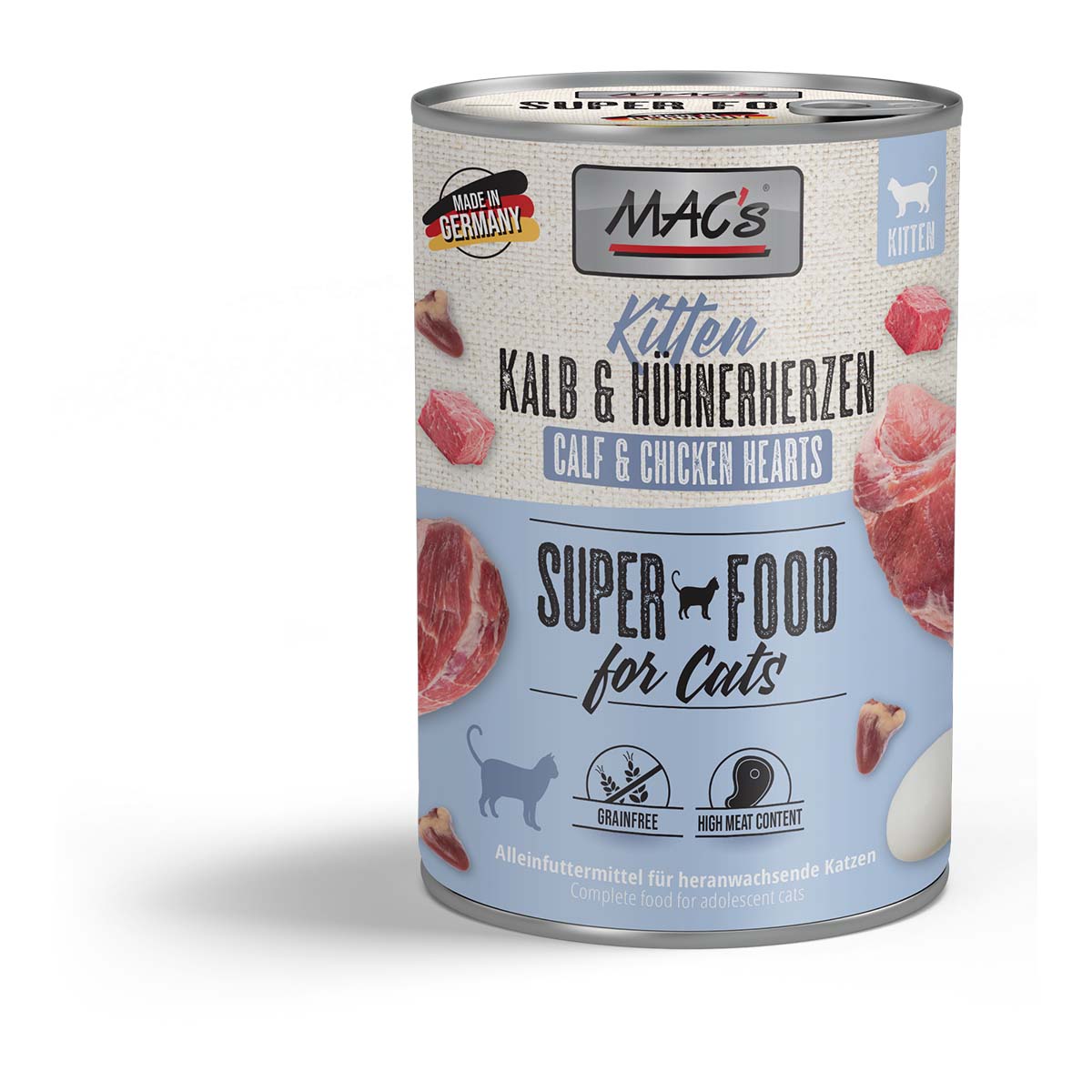 MAC‘s CAT Kitten, Telecí maso a kuřecí srdíčka MAC‘s CAT Kitten, Telecí maso a kuřecí srdíčka