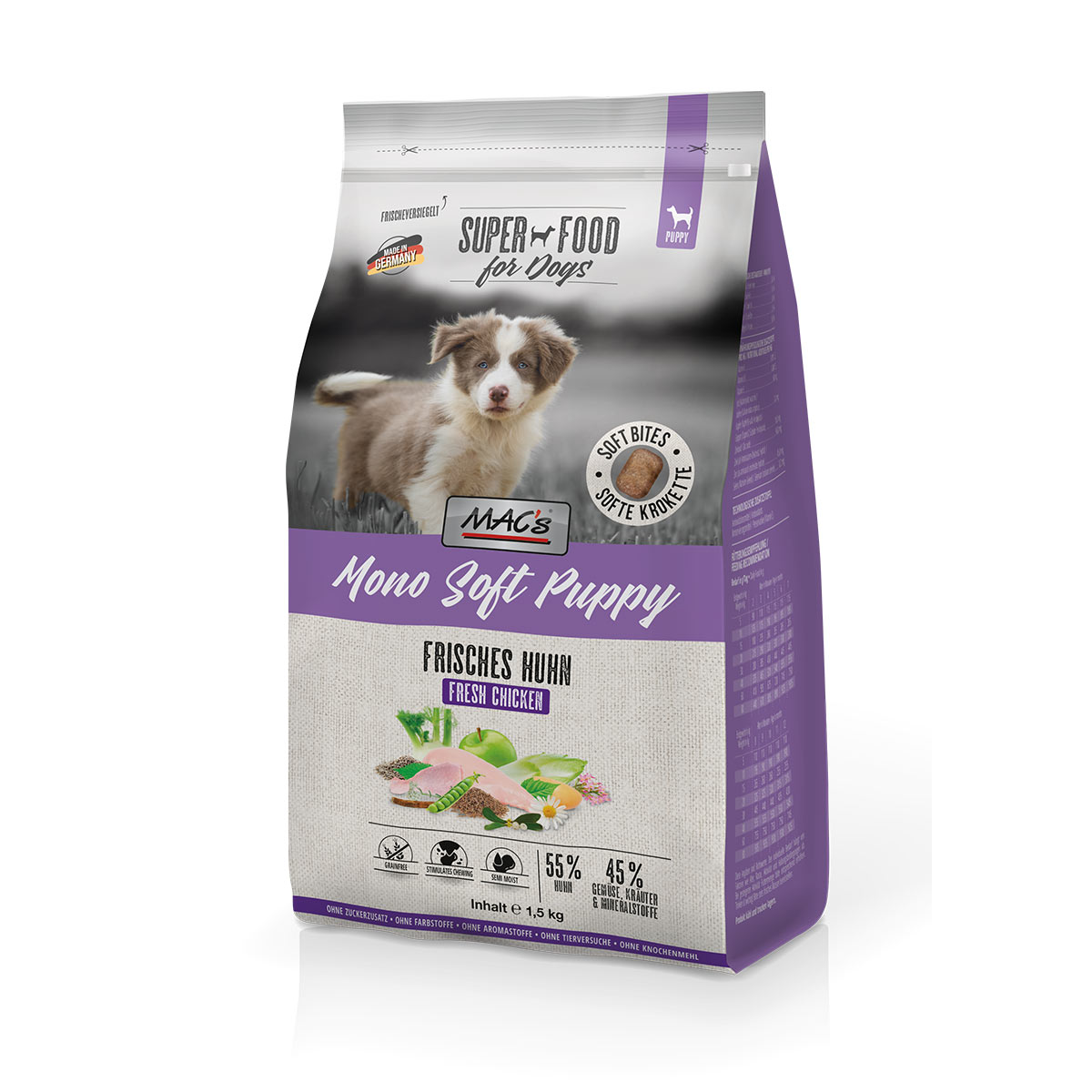 MAC's Dog Mono Soft Puppy Čerstvé kuře 1,5 kg