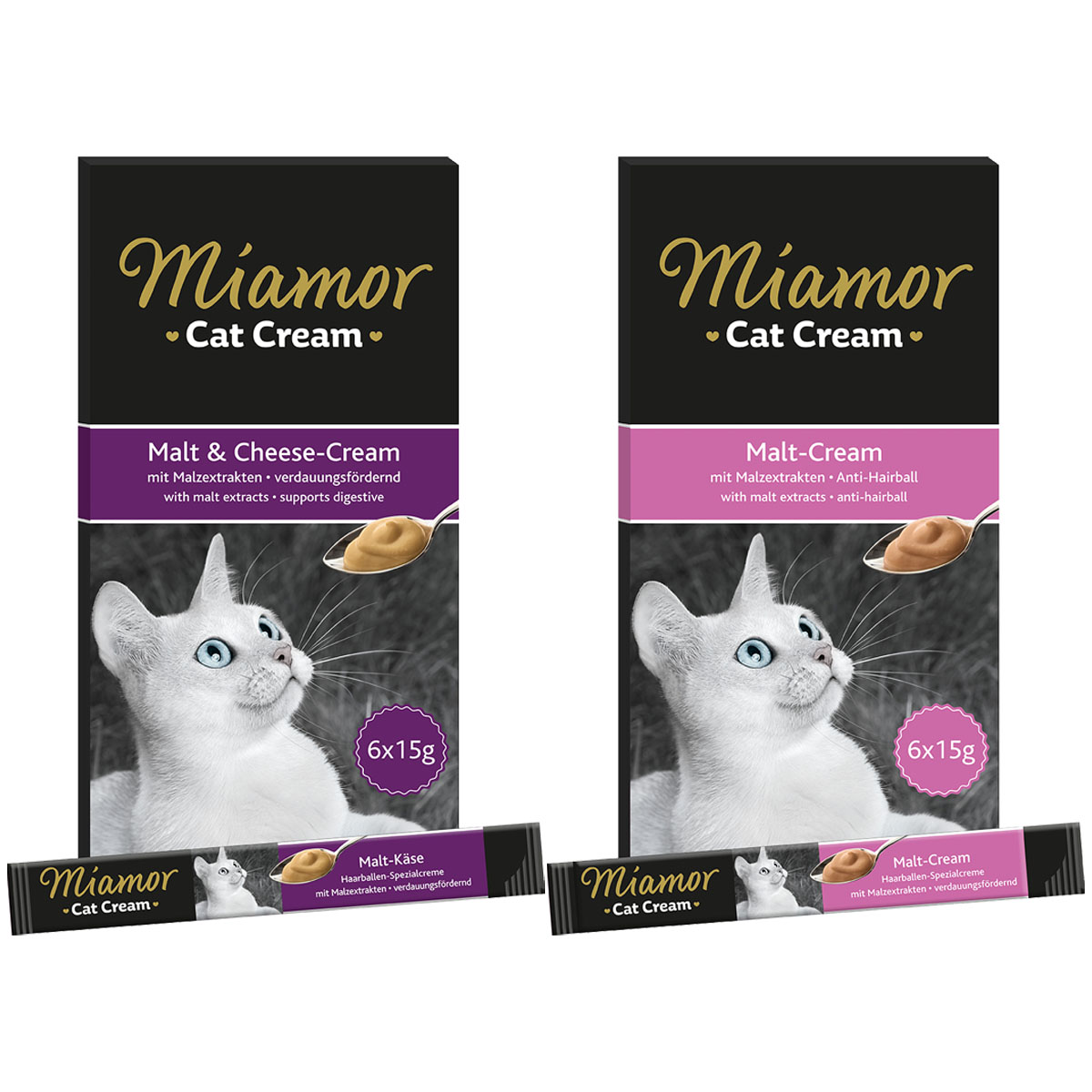 Miamor Cat Snack Cream, variace chutí, 2 × 6 × 15 g