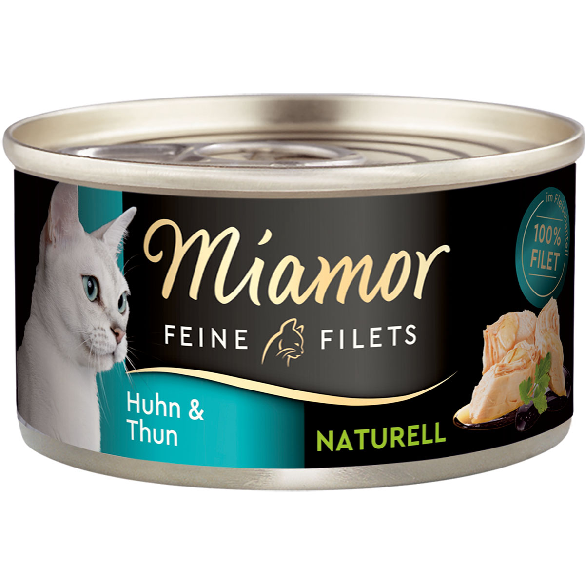 Miamor Feine Filets Naturelle, kuřecí maso a tuňák, 80g plechovka