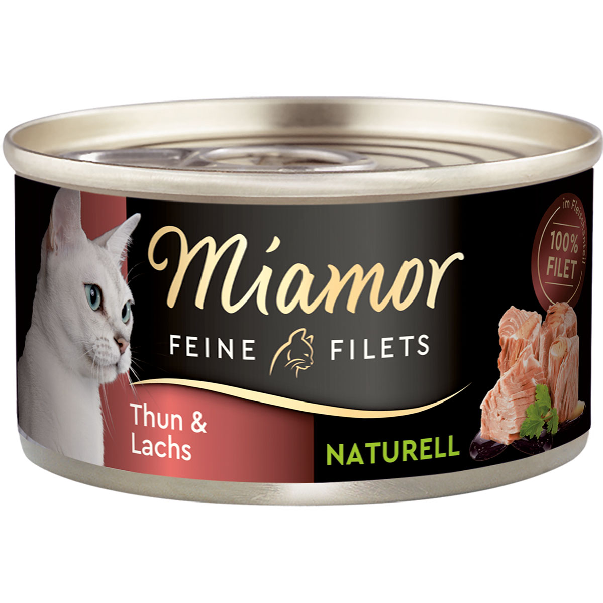 Miamor Feine Filets Naturelle, tuňák a losos, 80g plechovka