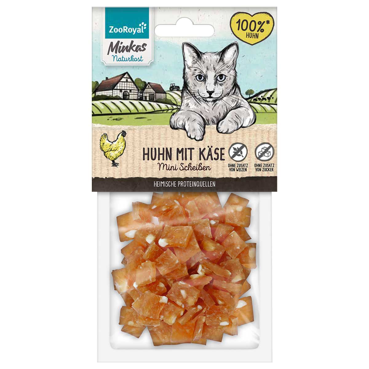 ZooRoyal Minkas Naturkost Mini plátky s kuřecím masem a sýrem 50 g