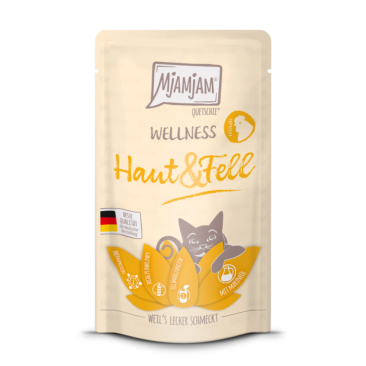 MjAMjAM Quetschie Wellness Kůže &amp; Srst Kuře