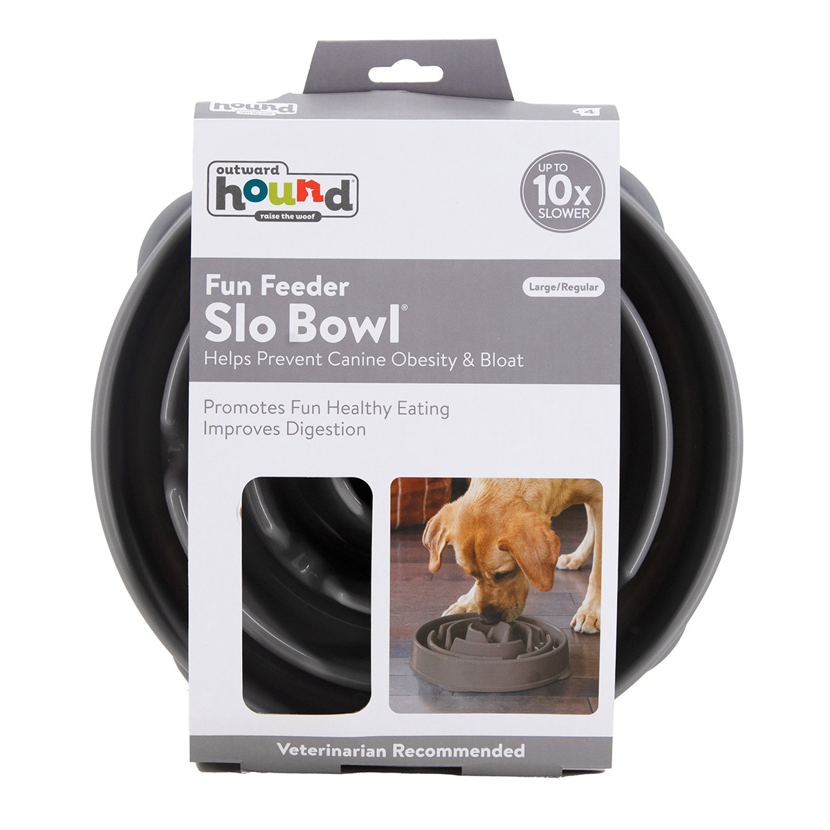 outward hound fun feeder slo bowl drop grey large web 1