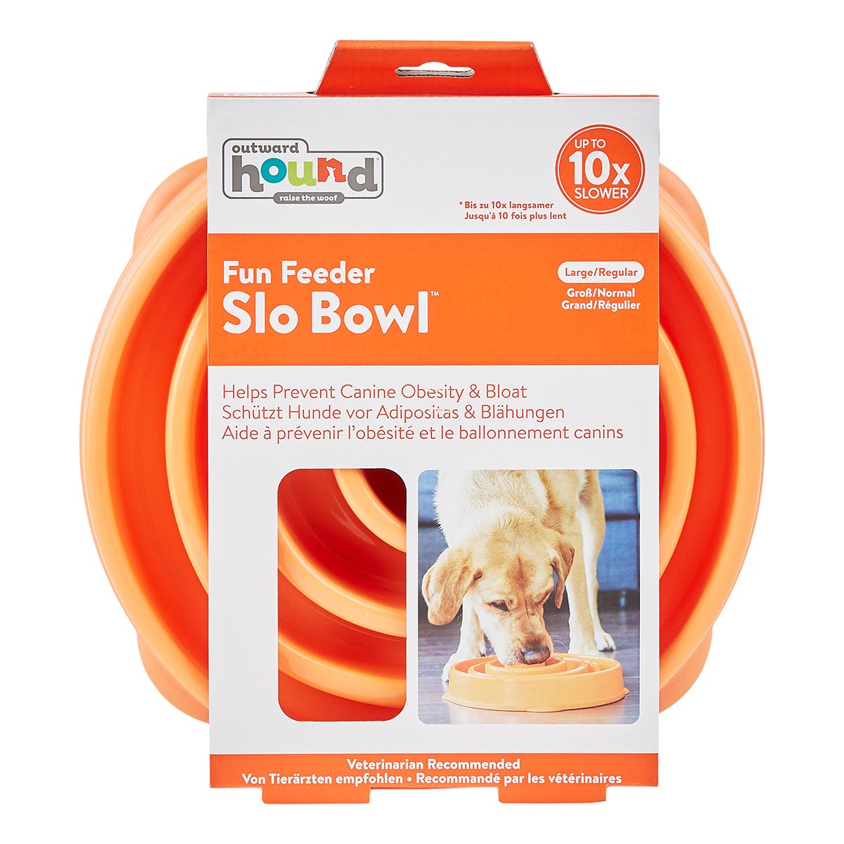 outward hound fun feeder slo bowl swirl orange large web 7