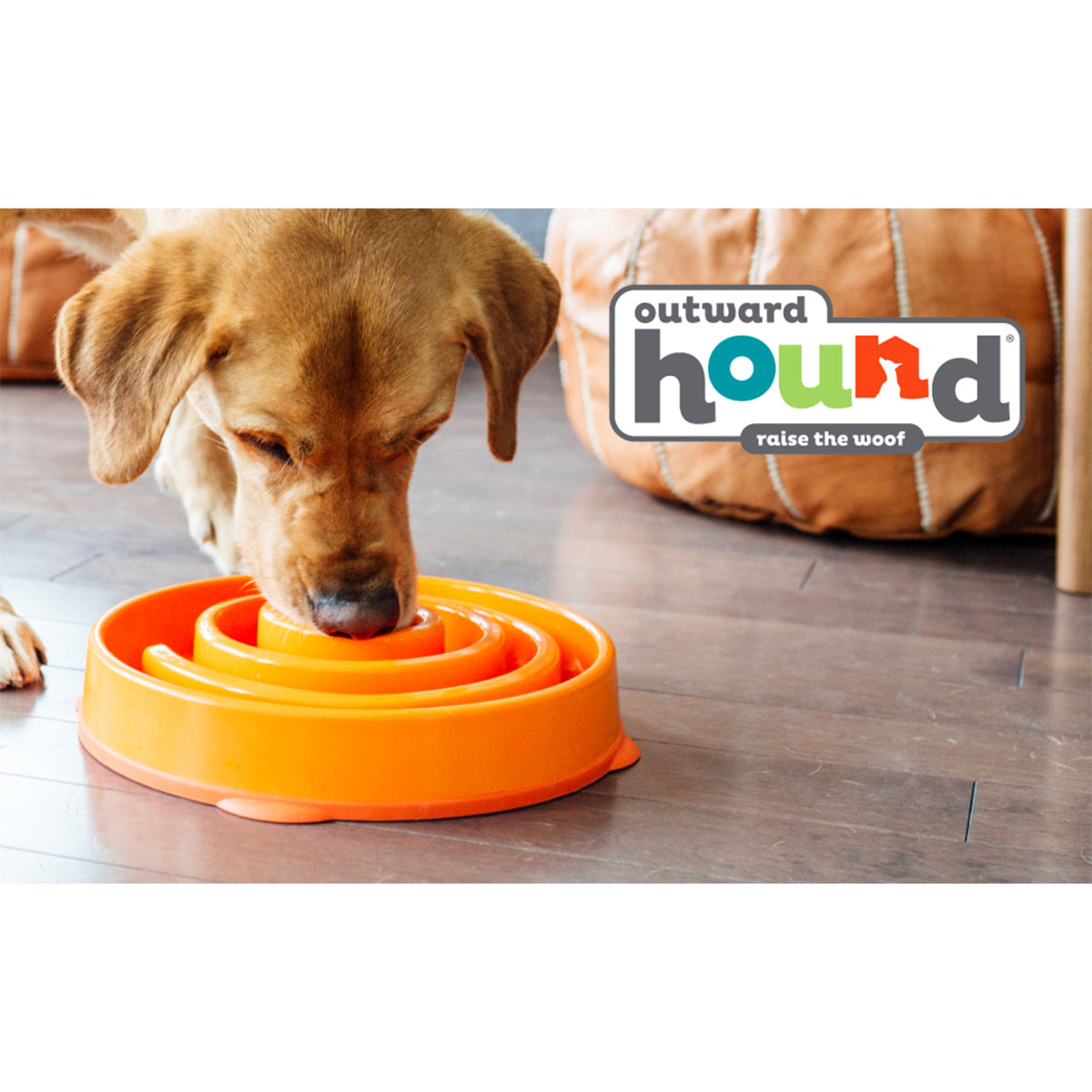 outward hound fun feeder slo bowl swirl orange large web 8
