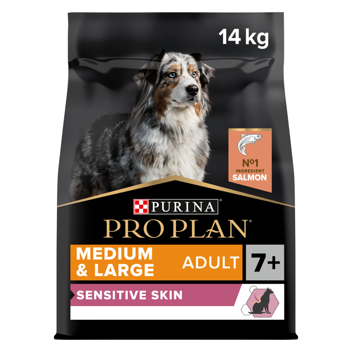 Pro Plan DOG Medium & Large Adult 7+ Sensitive Skin s velkým množstvím lososa