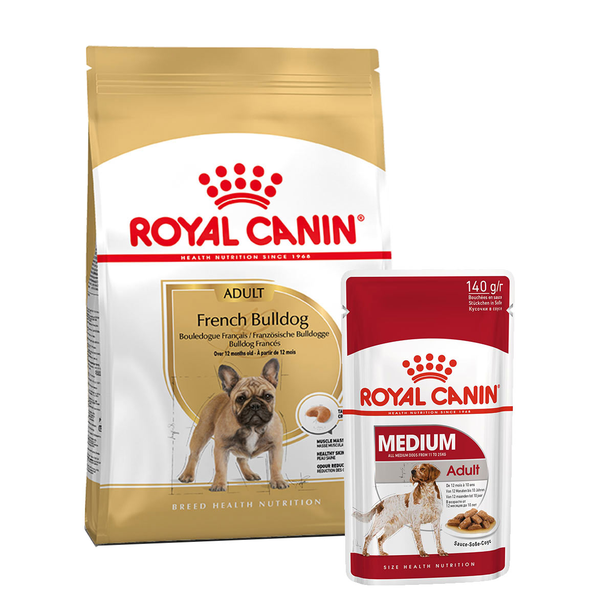 ROYAL CANIN French Bulldog Adult 3 kg + Medium Adult v omáčce 10× 140 g
