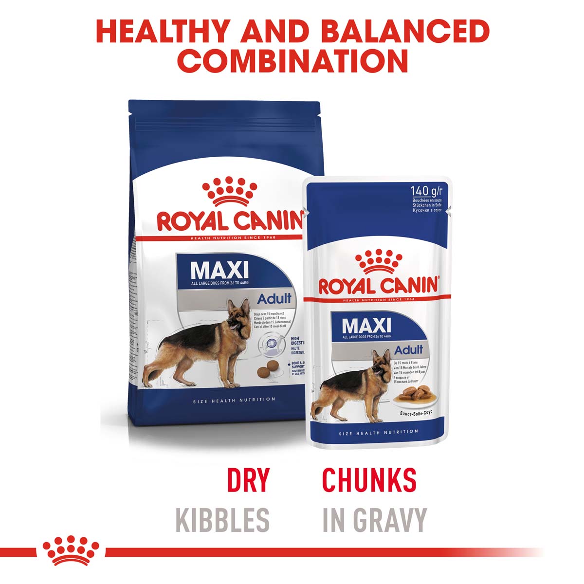 ROYAL CANIN Maxi Adult 4 kg + Maxi Adult v omáčce 10× 140 g