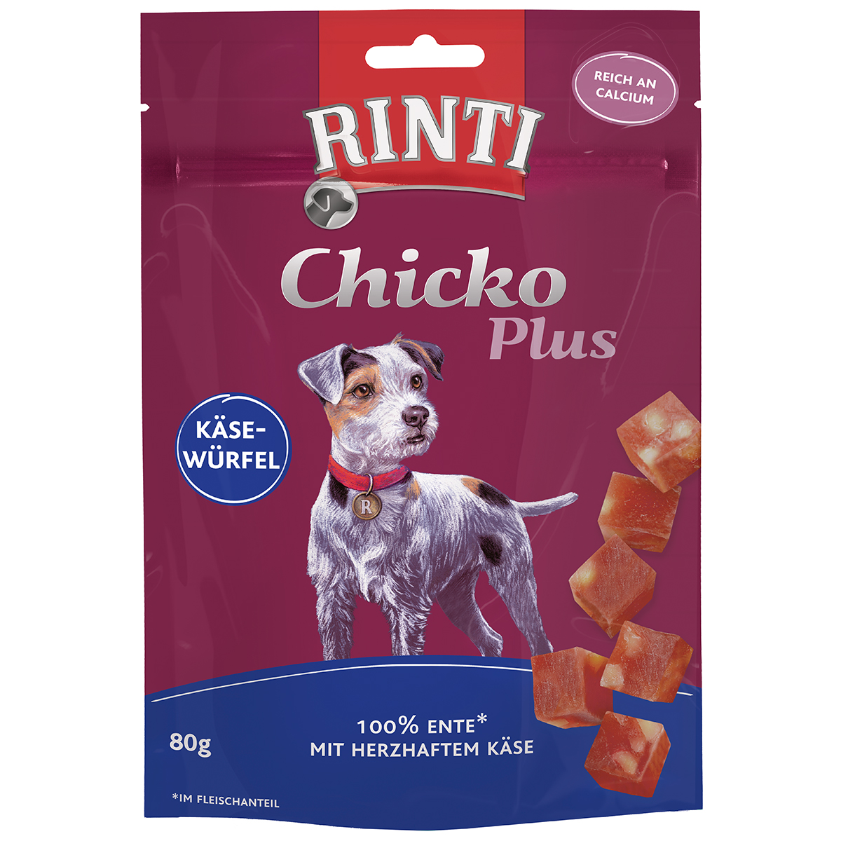 RINTI Chicko Plus sýrové kostky s kachním masem