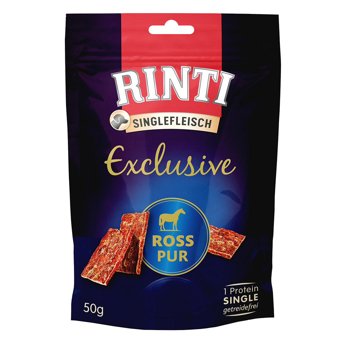 rinti singlefleisch exclusive snack ross pur 50g