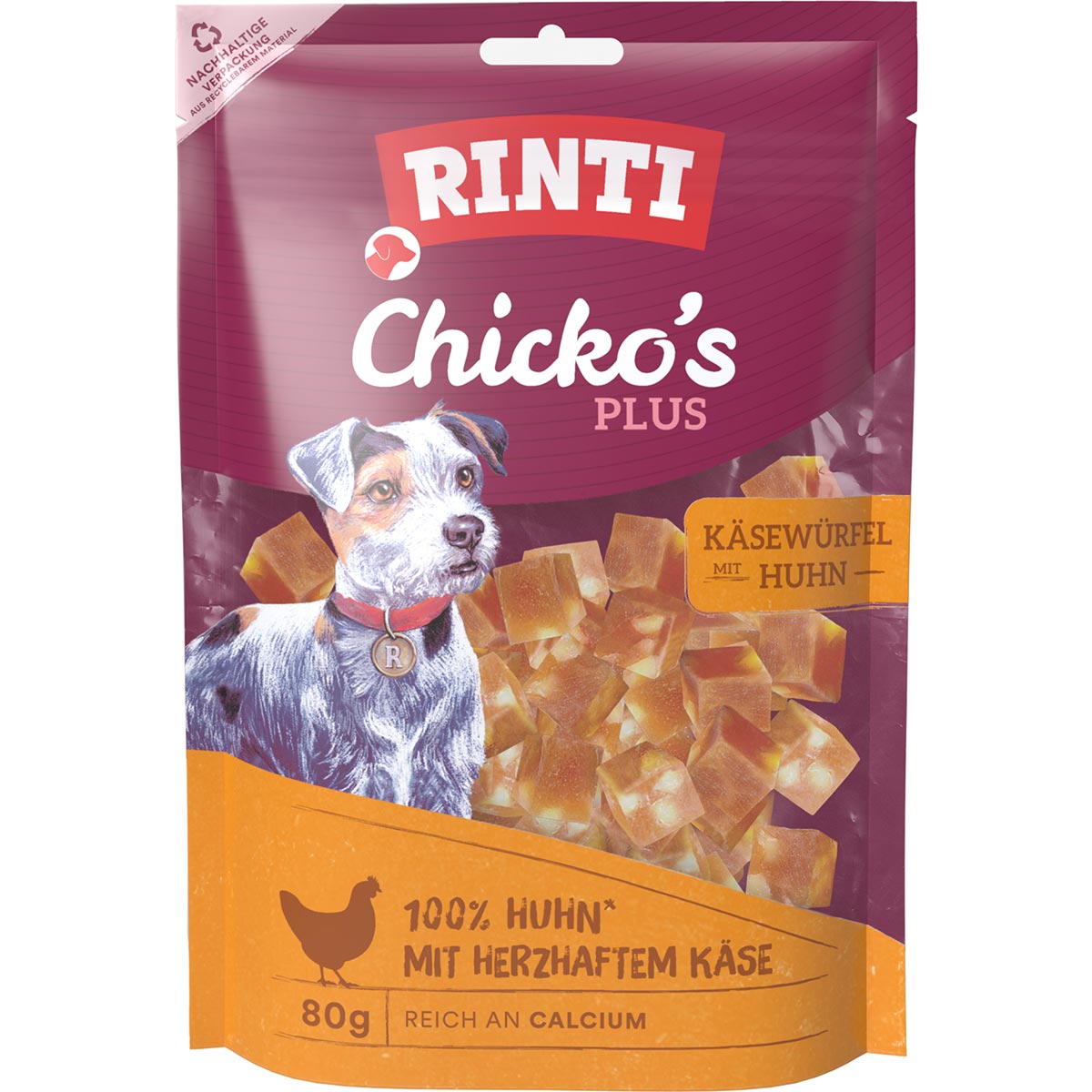 Rinti Extra Chicko Plus s kuřecím masem a sýrem