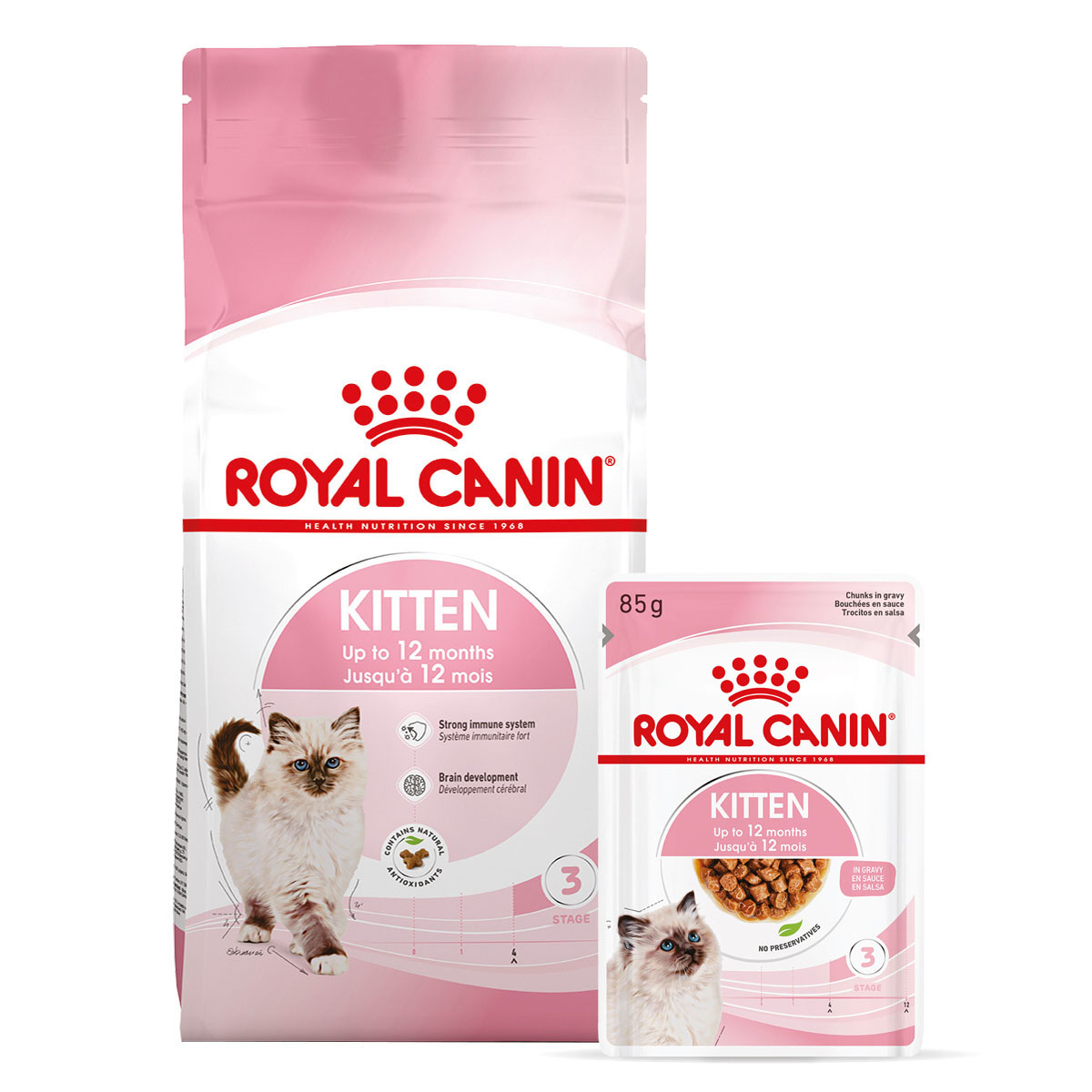 ROYAL CANIN KITTEN granule 2 kg + kapsičky v omáčce 12× 85 g