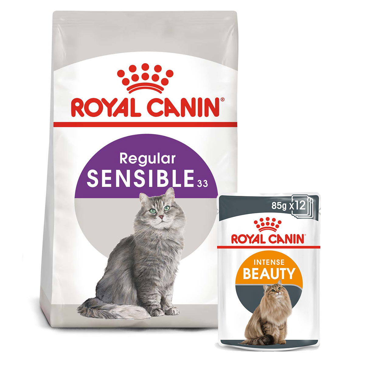 ROYAL CANIN SENSIBLE granule 2 kg + INTENSE BEAUTY kapsička 12× 85 g