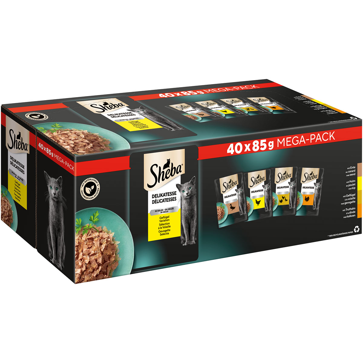 Sheba Delikatessen multipack variac, drůbež v želé, 40 x 85 g