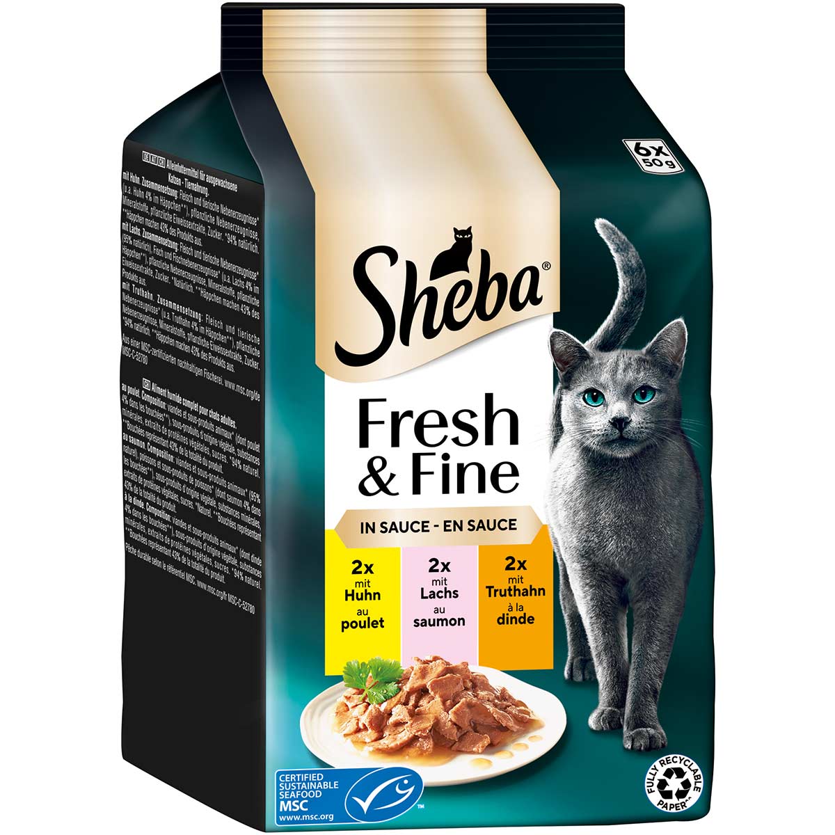 Sheba fresh &amp; fine omáčka kuře. losos &amp; krůta