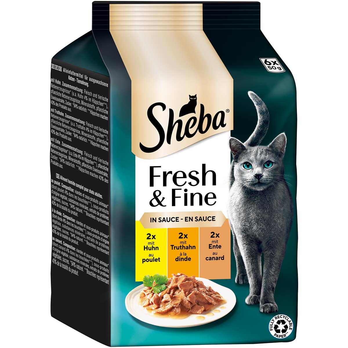 Sheba Fresh &amp; Fine omáčka s kuřetem, krůtou a kachnou