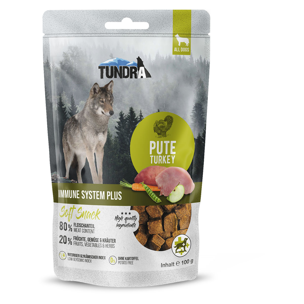 tundra dog snack immune system pute 100g