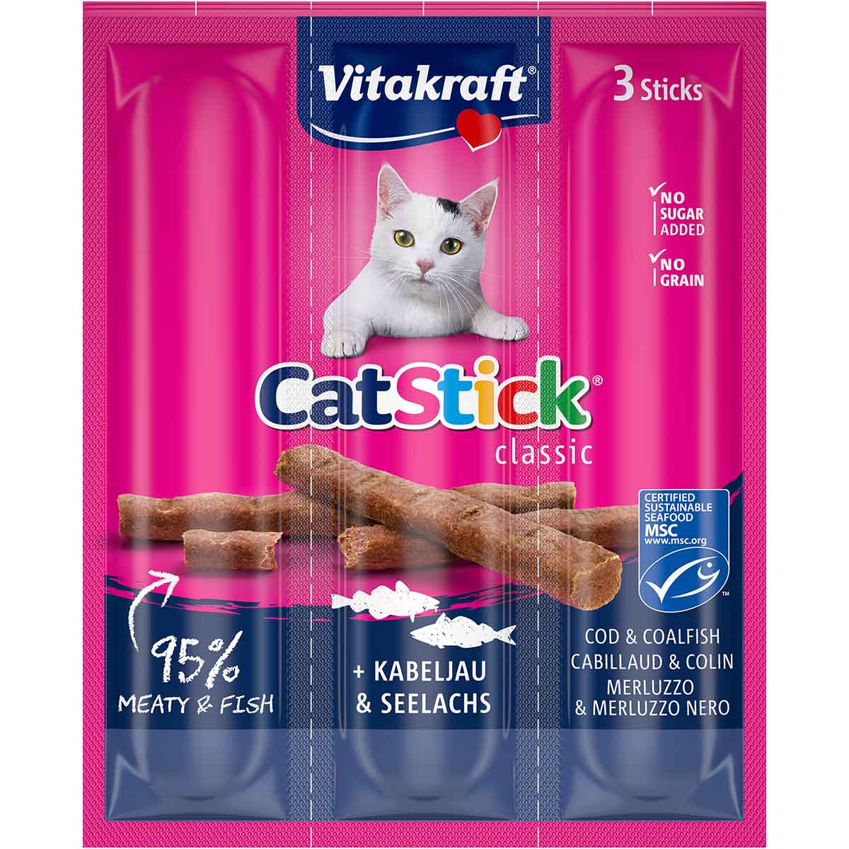 Vitakraft Cat Stick® treska obecná a treska tmavá MSC