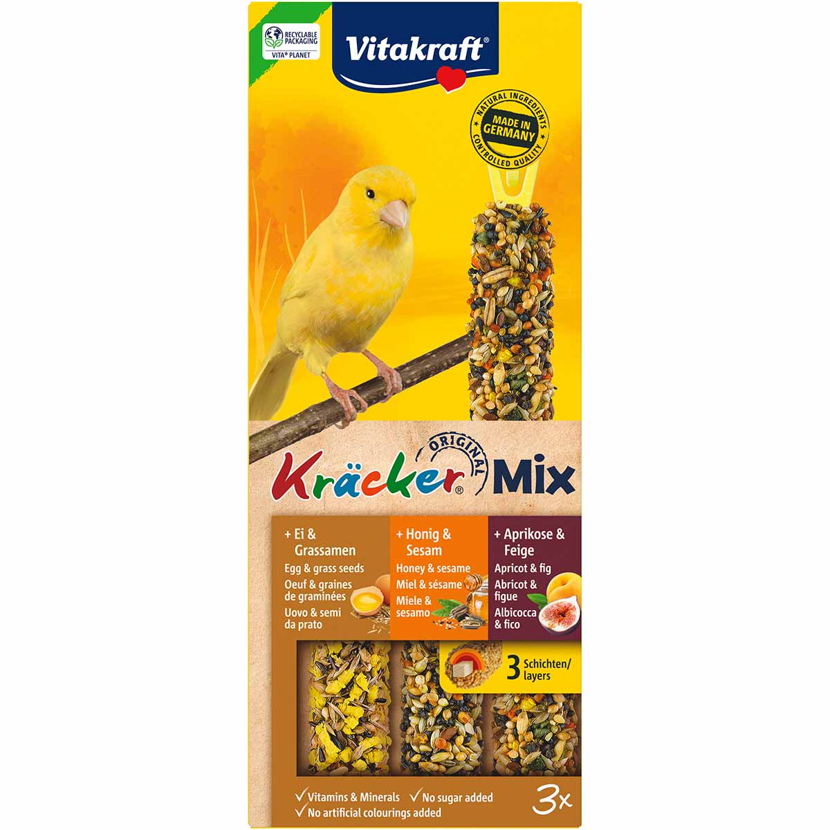 Vitakraft krekry trio s vejcem, ovocem a medem pro andulky