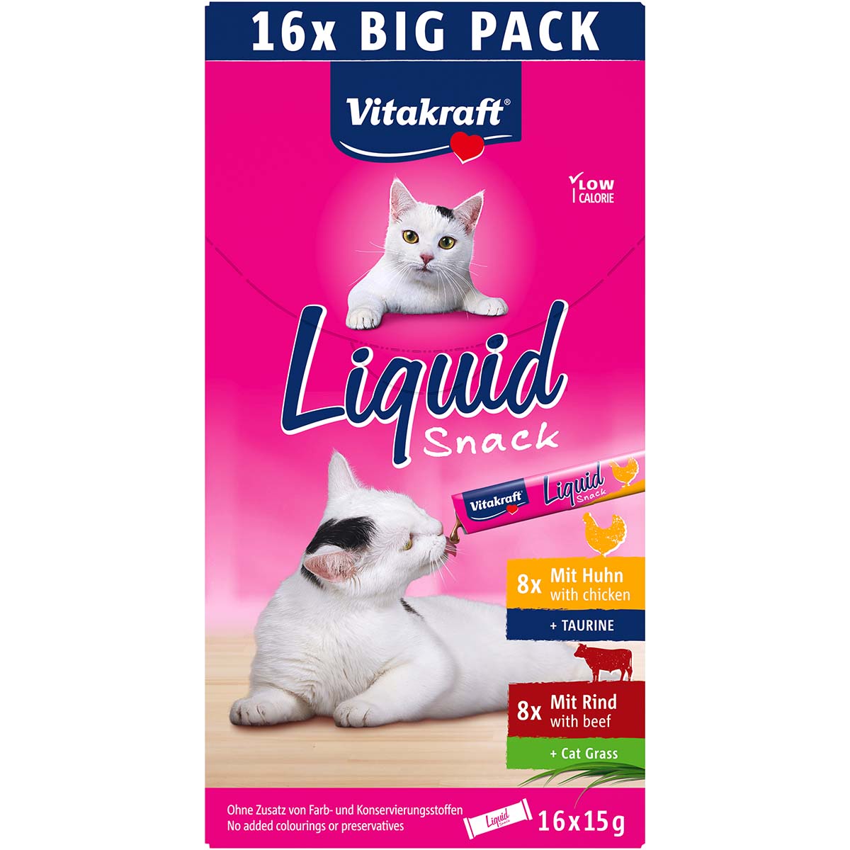 Vitakraft Liquid Snack, kombinované balení, 16 × 15 g