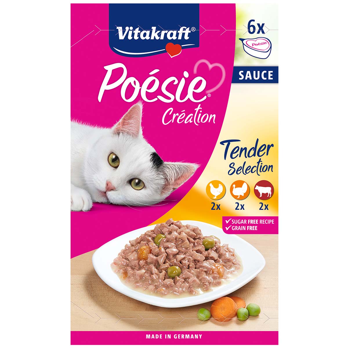 Vitakraft Poésie multipack, konzerva ve tvaru srdce s omáčkou, 6 x 85 g
