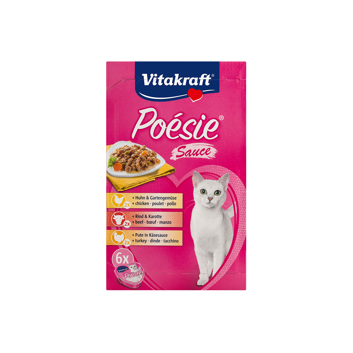 Vitakraft Poésie multipack, konzerva ve tvaru srdce s omáčkou, 6 x 85 g