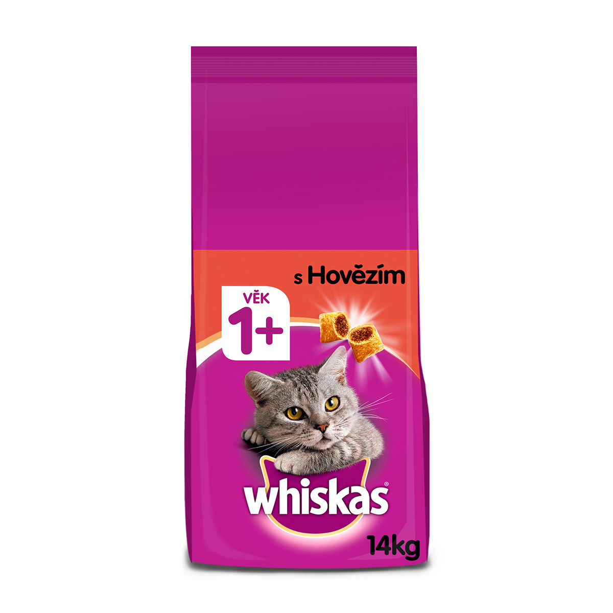 Whiskas granule s hovězím pro dospělé kočky