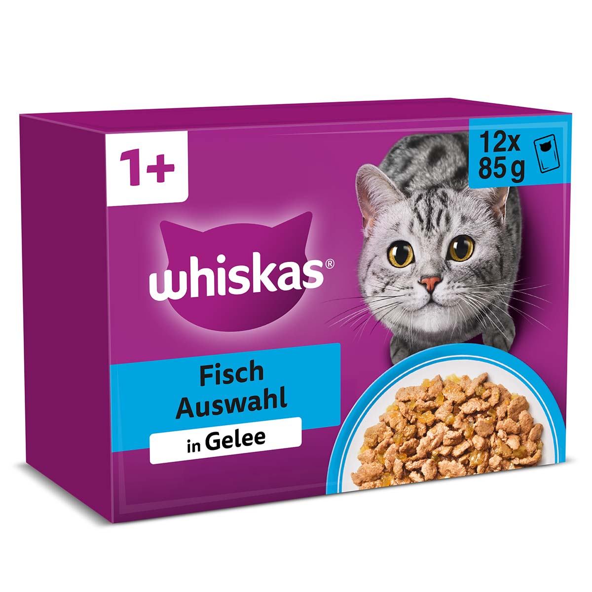 Whiskas multipack 1+ výběr rybího masa v&nbsp;želé, 12&nbsp;×&nbsp;85&nbsp;g