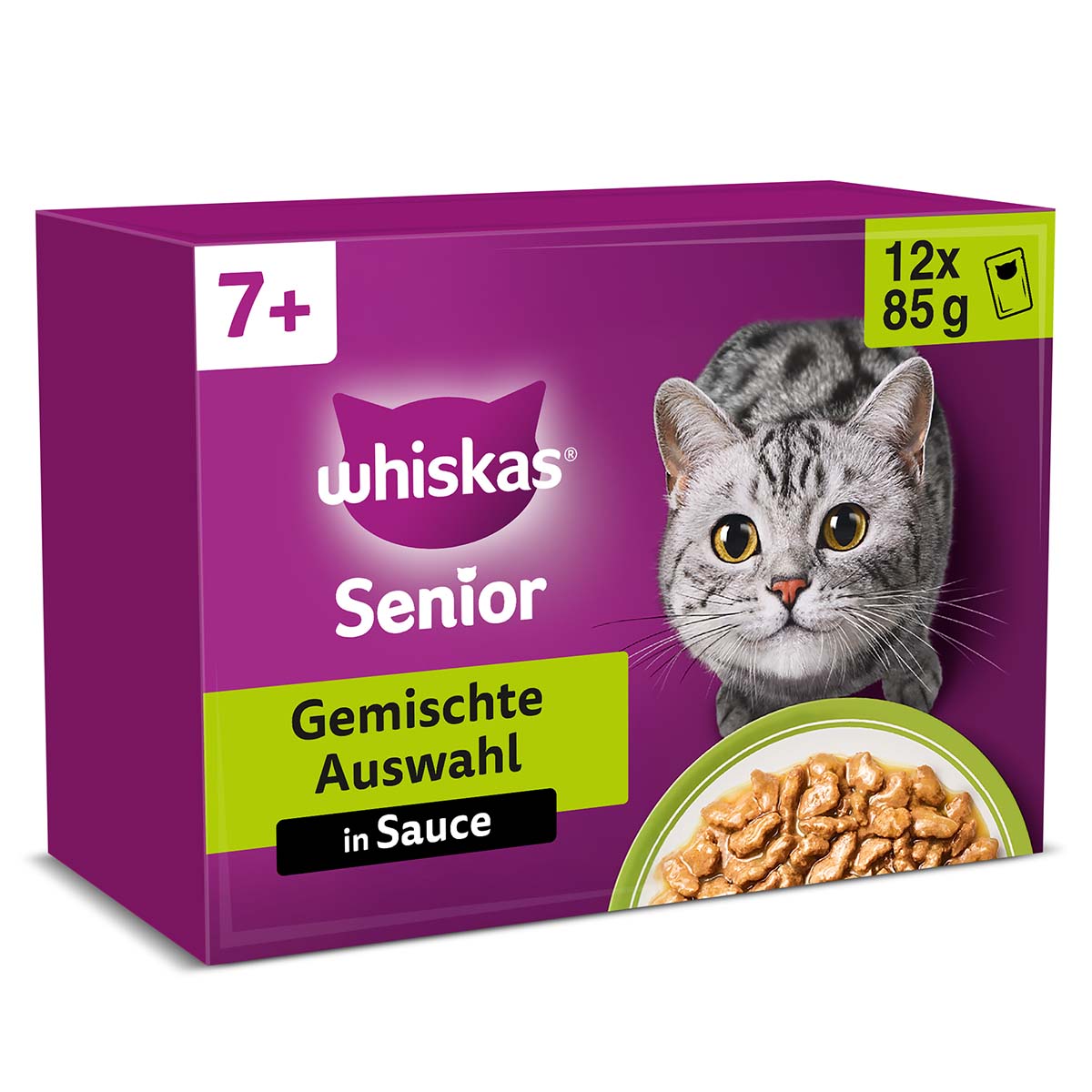 Whiskas Multipack 7+ kombinovaný výběr v&nbsp;omáčce, 12&nbsp;×&nbsp;85&nbsp;g