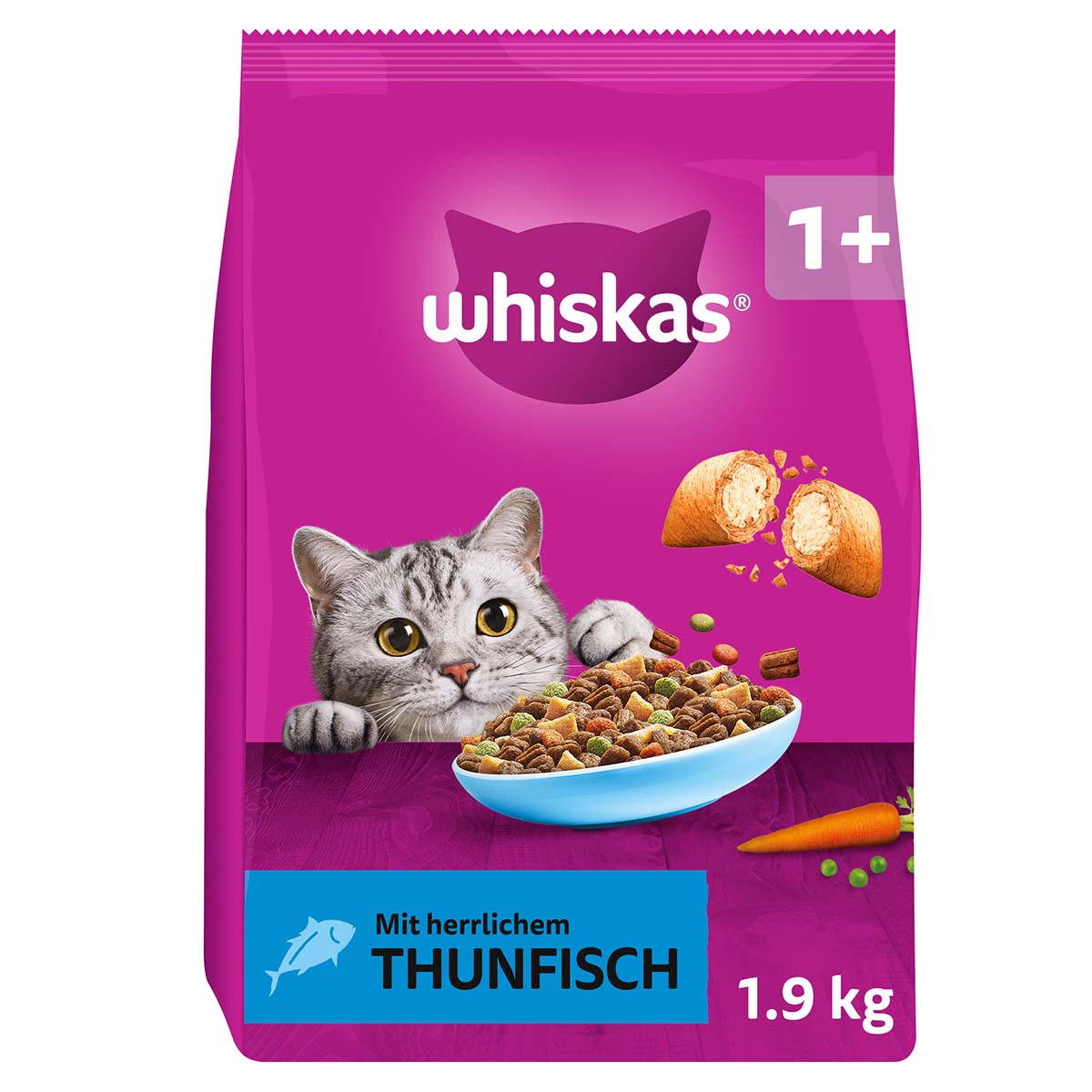 Whiskas trocken Adult 1+ s&nbsp;tuňákem, 1,9&nbsp;kg