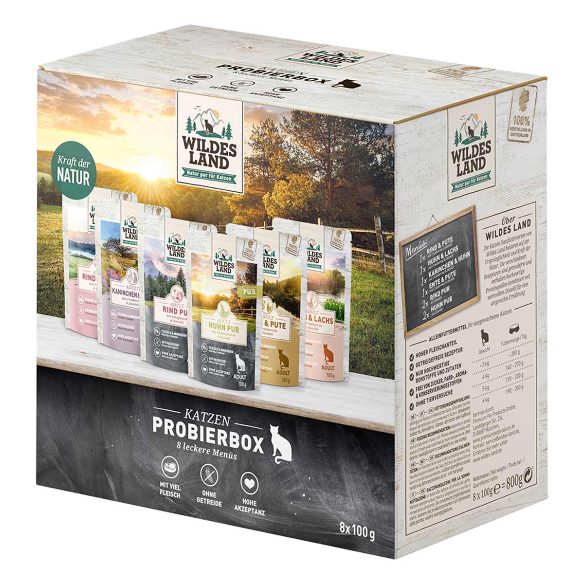Wildes Land 8er pouch ochutnávková krabice 8x100 g